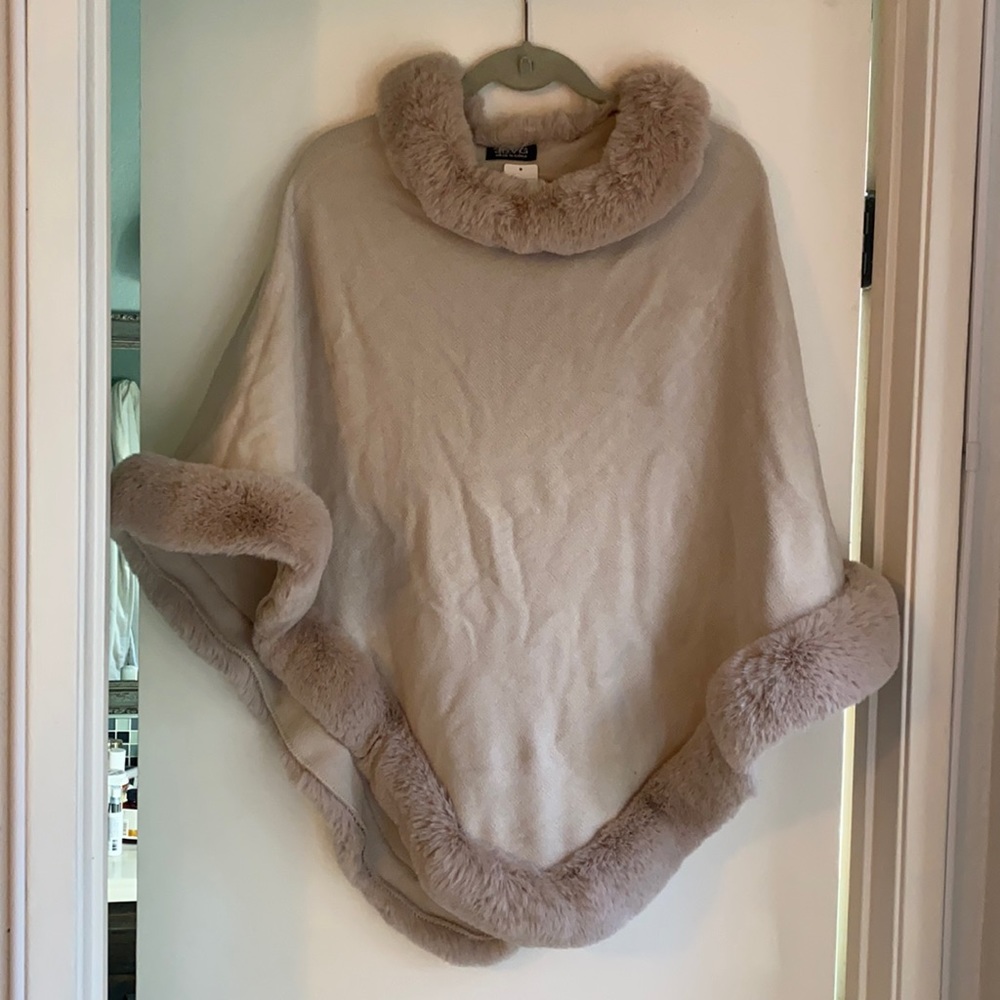 “Fur” lined poncho